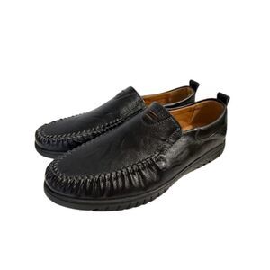 Clohoo Men's Leather Black Loafer Shoes A1858 Size 43 (9 m)